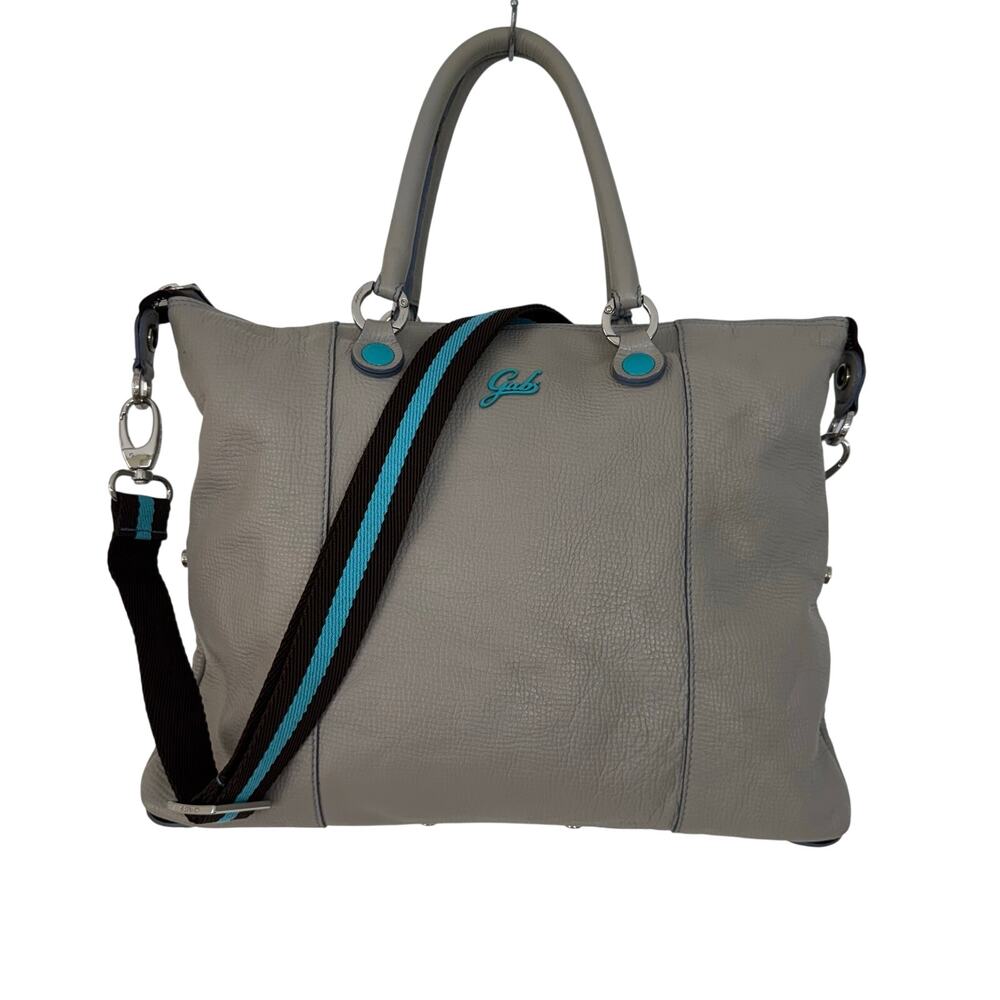 GABS Convertible Shoulder Satchel Leather Tote Bag in Gray Made in Italy